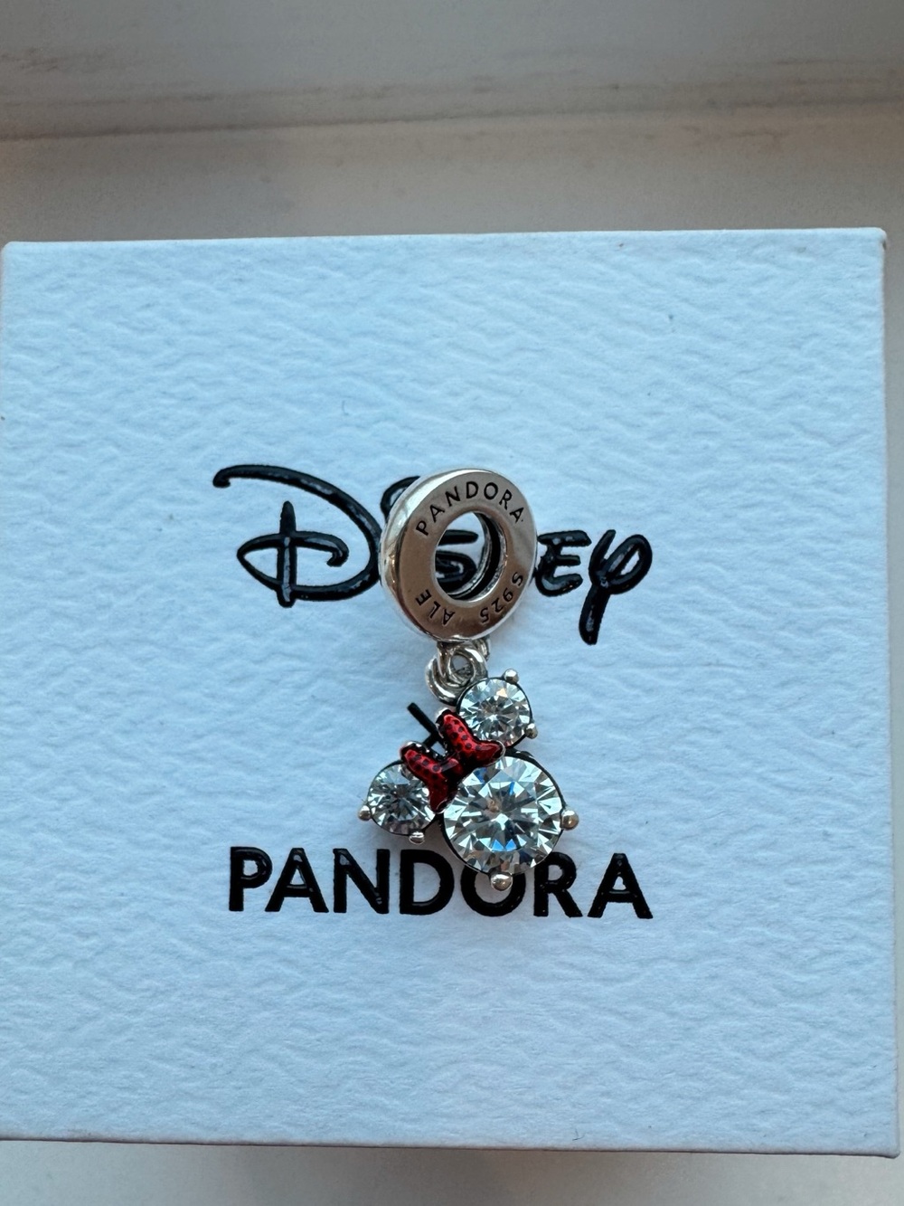 Pandora Disney Minnie Mouse Sparkling Head Silhouette Dangle Charm Sterling